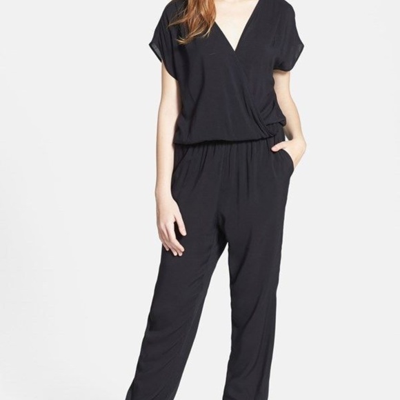 SOLD OLIVIA MOON Drape Wrap Top Black Jumpsuit - Picture 6 of 7